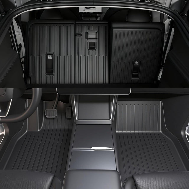 SUPER LINER Tesla 2025 2026 Model Y Juniper Floor Mats &Cargo Liners 10 PCS Seatbacks, Full Set Extra-Thick TPE for 5-Seater | 2025-2027 All-Weather Pet & Child-Friendly Model Y Juniper Accessories