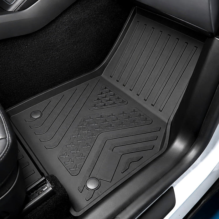 MoldedFit passenger floor liner installed in Tesla Model Y Juniper