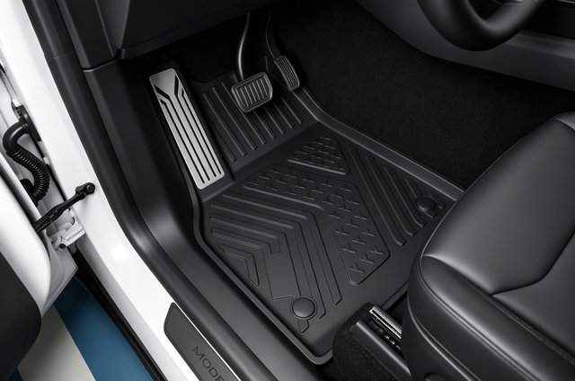 Tesla Model Y Juniper Floor Mats 2026, 9 Piece Front Trunk and Cargo Set, All Weather TPE, 3 Seat Back Protectors