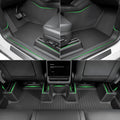 Tesla Model Y Juniper floor mats full set — front, rear, console coverage with ambient light accents