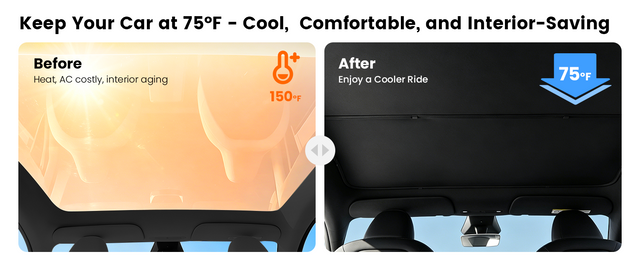 SUPER LINER 2 PCS Accessories for Tesla Model Y Juniper 2026 2025,CabinProtect Glass Roof Sunshade & Windshield Sun Shade [Never Sag,Graphene Iattice Reflective Layer] Heat Insulation Glass Sun Shade