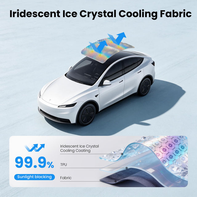 SUPER LINER 2 PCS Accessories for Tesla Model Y Juniper 2026 2025,CabinProtect Glass Roof Sunshade & Windshield Sun Shade [Never Sag,Graphene Iattice Reflective Layer] Heat Insulation Glass Sun Shade