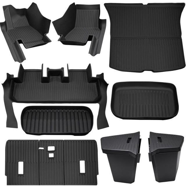 SUPER LINER 11PCS Floor Mats for 2025-2026 Tesla Model Y Juniper，11PCS | Custom Fit TPE Cargo Liner, Seat Back Protector, & Accessories , All Weather Pet & Child System (Only fit Premium)