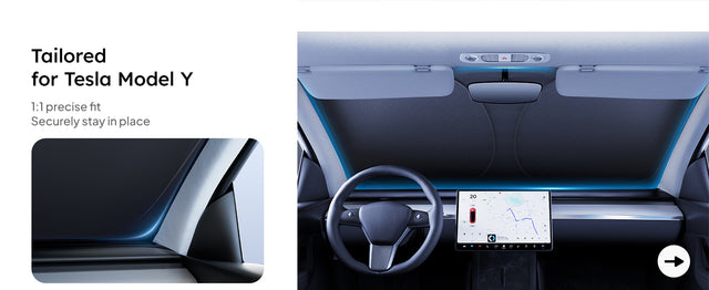 SUPER LINER 2 PCS Accessories for Tesla Model Y Juniper 2026 2025,CabinProtect Glass Roof Sunshade & Windshield Sun Shade [Never Sag,Graphene Iattice Reflective Layer] Heat Insulation Glass Sun Shade
