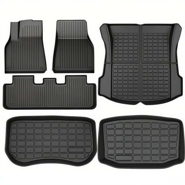 SUPER LINER 2021-2023 Tesla Model 3 Floor Mats 6-Piece Set Cargo Liners, Extra-Thick TPE All-Weather Pet & Child-Friendly Custom for Tesla Model 3 Accessories