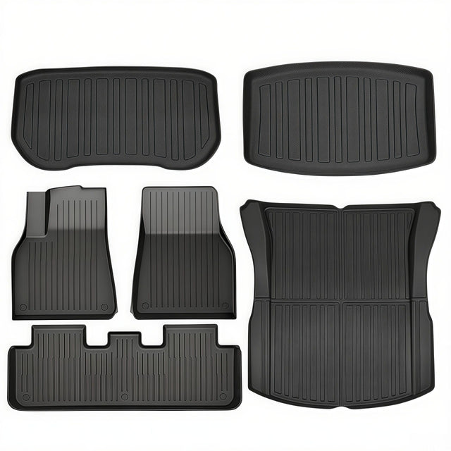 SUPER LINER Floor Mats for Tesla Model 3 Highland 2024-2025 2026 6 PCS Cargo Liners, Extra-Thick TPE All-Weather Pet & Child-Friendly Custom for Tesla Model 3 Accessories